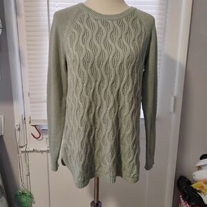 Sonoma Sage Green Cable Knit Crewneck Sweater